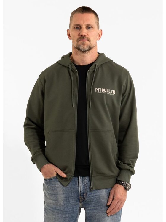PITBULL PITBULL Bluza Bluza rozpinana z kapturem PARA BELLUM L Zielony Regular Fit