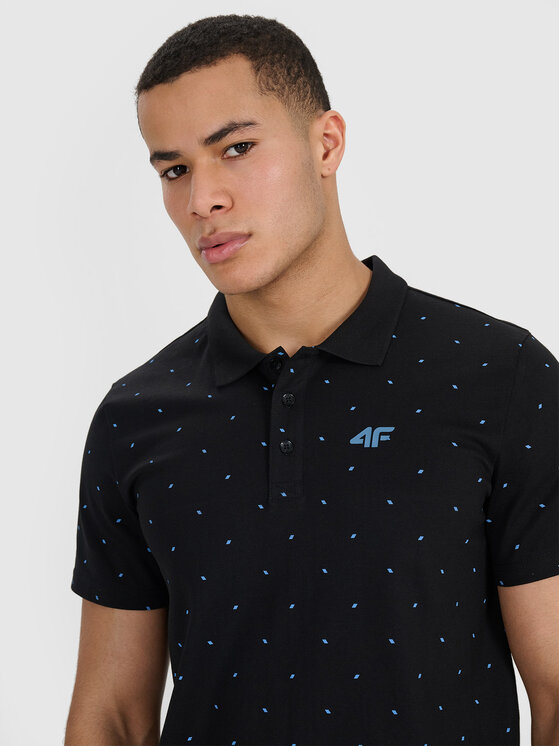 4F 4F Polokošeľa 4FWSS25TPTSM703-20S Čierna Regular Fit