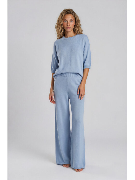 Fobya Fobya Bluzka F3013 Niebieski Basic Fit