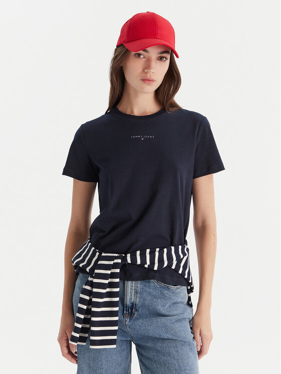 Tommy Jeans T-Shirt Linear DW0DW21964 Granatowy Regular Fit