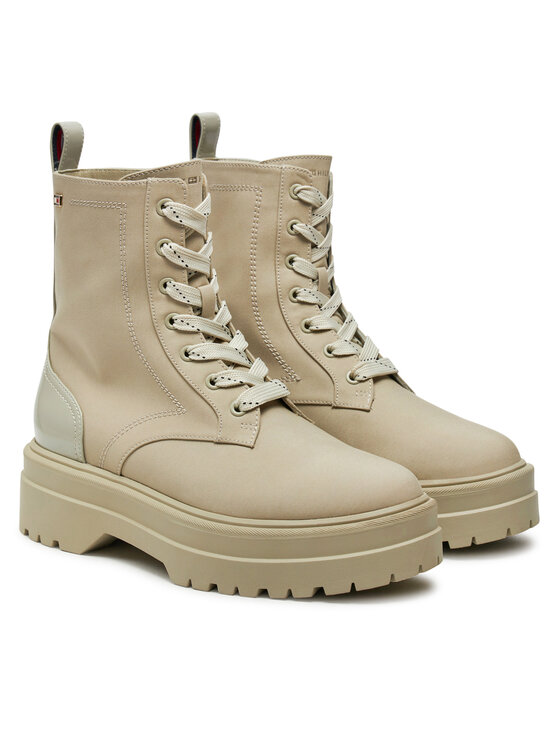 Tommy Hilfiger Tommy Hilfiger Schnürstiefeletten Flag Ventile Lace Up Boot FW0FW08287 Beige