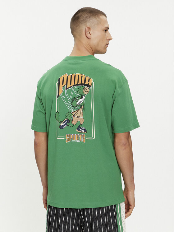 Puma Puma T-Shirt For The Fanbase Graphic 624395 Zielony Relaxed Fit