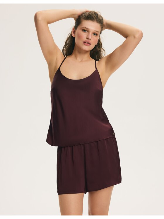 Esotiq Esotiq Piżama 46002 Bordowy Regular Fit