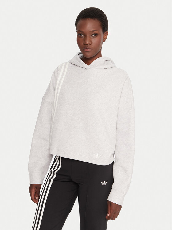 adidas adidas Bluză Off Placed 3-Stripes JW3596 Gri Regular Fit