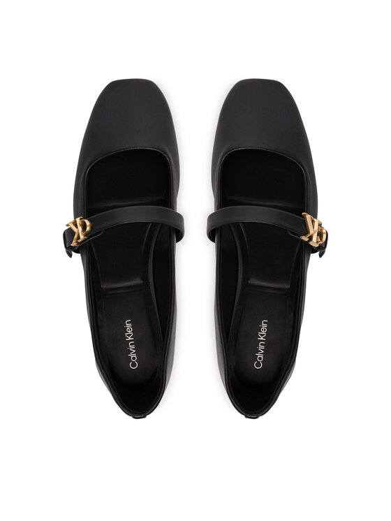 Calvin Klein Calvin Klein Baleriny Squared Ballerina Mj Lth Mg Hdw HW0HW03430 Czarny