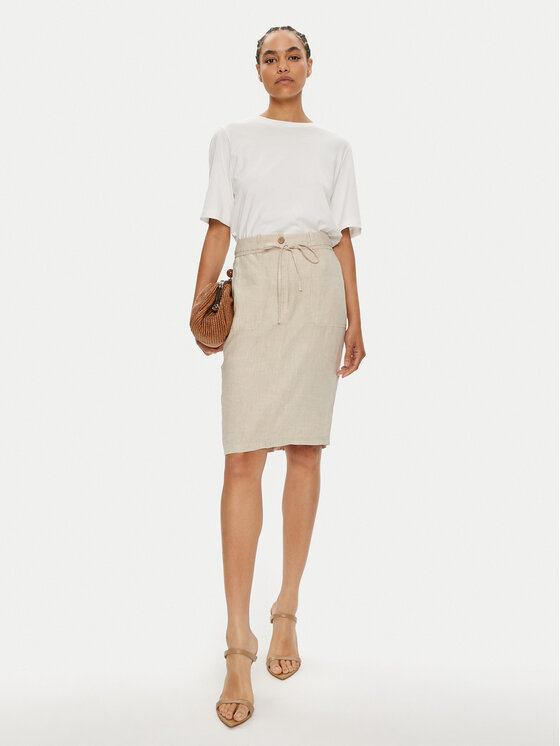 TATUUM Tatuum Midi sukňa Szami T2309.173 Béžová Slim Fit