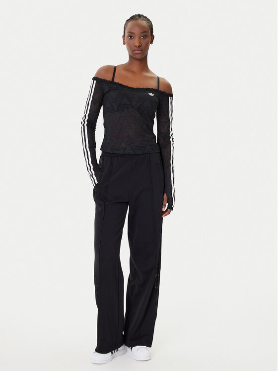 adidas adidas Bluzka Lace Bardot KD0350 Czarny Slim Fit
