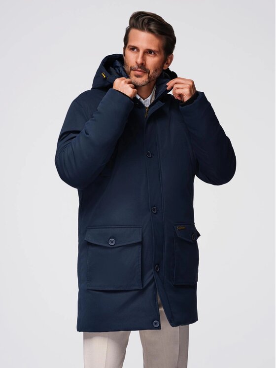 Ombre Ombre Parka OM-JAPJ-0287 Granatowy Regular Fit
