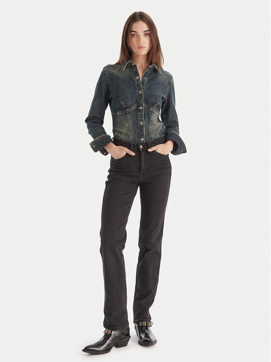 Wrangler Wrangler Farmer 112371749 Fekete Straight Fit