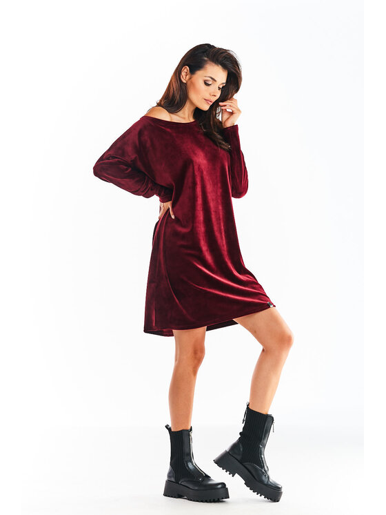 Awama Awama Vestito di maglia A370 Bordeaux Basic Fit