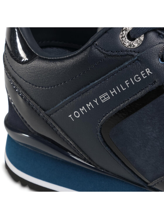 Tommy Hilfiger Tommy Hilfiger Sneakersy Dressy Wedge Mat Mix Sneaker FW0FW05239 Granatowy