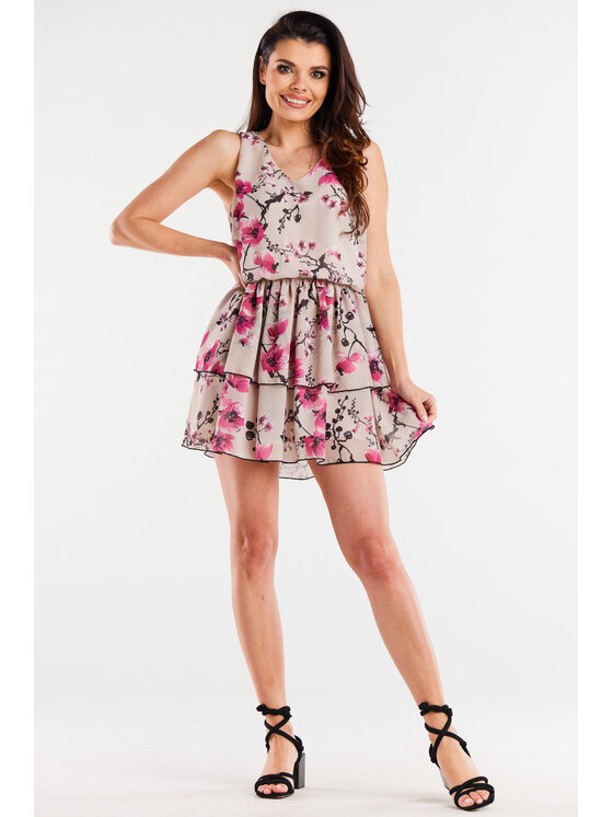 Awama Awama Sukienka letnia A501 Kolorowy Basic Fit