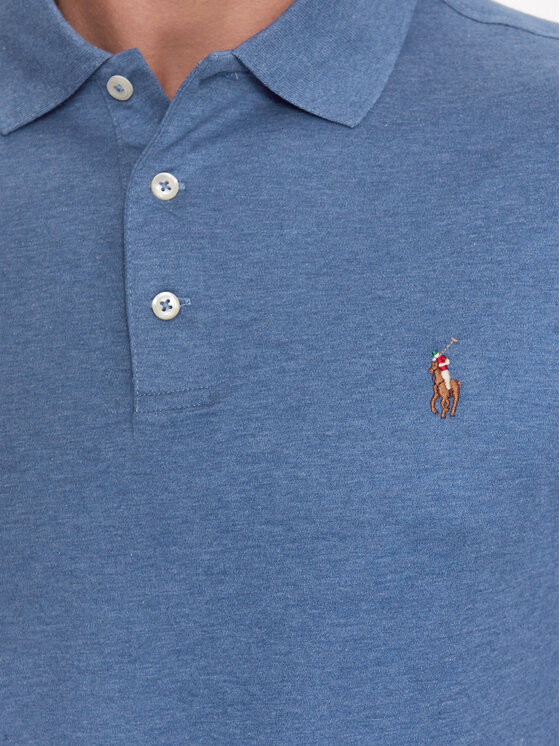 Polo Ralph Lauren Polo Ralph Lauren Тениска с яка и копчета 710713130008 Син Custom Slim Fit
