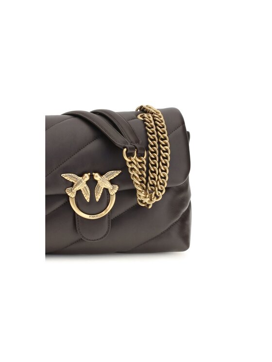 PINKO PINKO Torebka Brown Calf Leather Bos Taurus Shoulder Brązowy