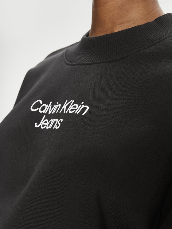 Calvin Klein Jeans Calvin Klein Jeans Pulóver Stacked Institutional J20J221466 Fekete Regular Fit