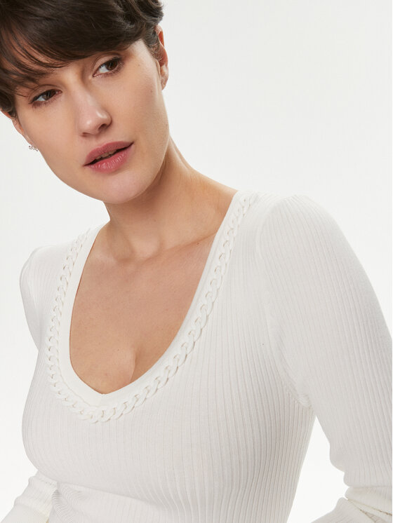 Morgan Morgan Sweter 241-MCORDE Écru Slim Fit