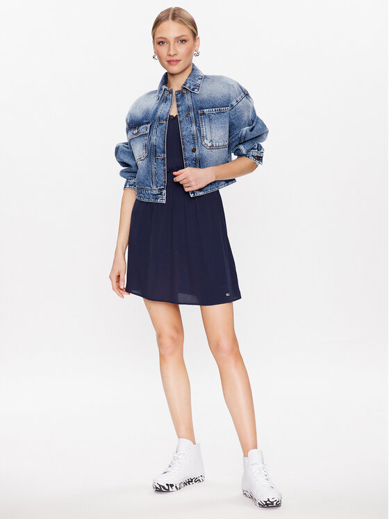 Tommy Jeans Tommy Jeans Rochie de vară Essential DW0DW15174 Bleumarin Regular Fit