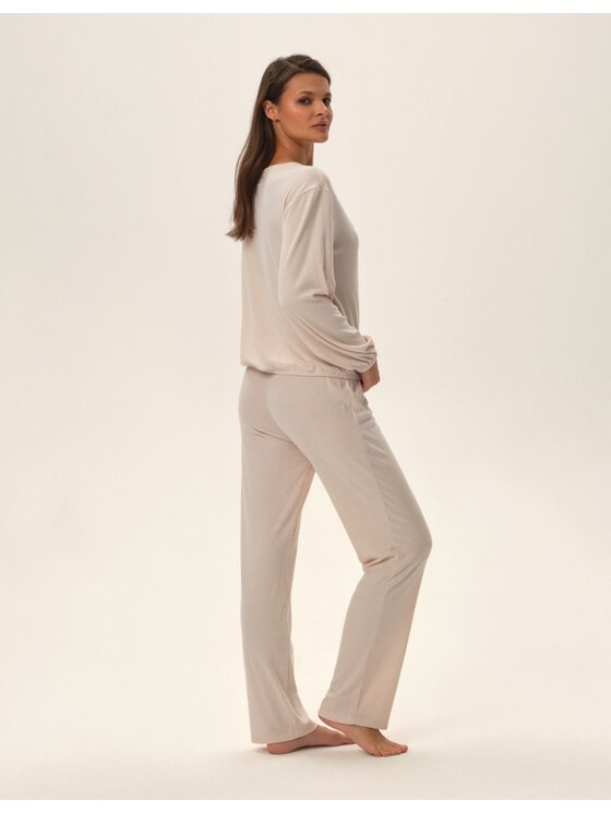 Esotiq Esotiq Piżama 42059 Beżowy Regular Fit