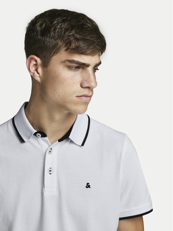 Jack & Jones Jack & Jones Tricou polo Paulos 12136668 Alb Slim Fit