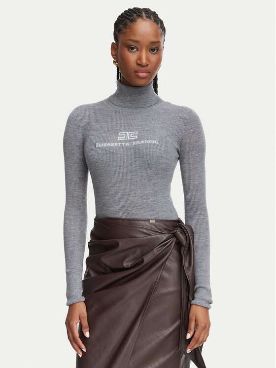 Elisabetta Franchi Elisabetta Franchi Golfas MK-18B-66E2-V320 Pilka Slim Fit