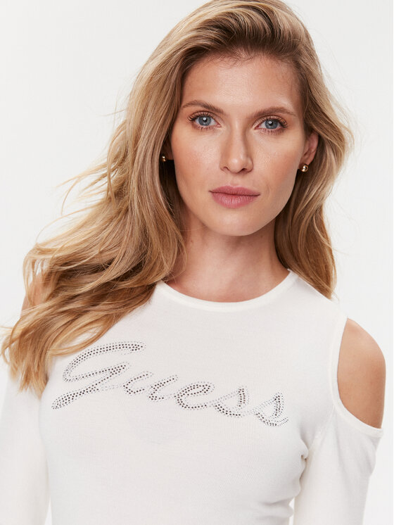 Guess Guess Sweter W3BR80 Z2YK2 Biały Slim Fit