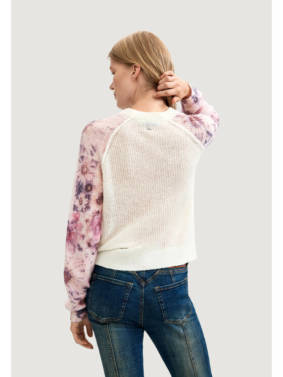 Desigual Desigual Πουλόβερ JERS_FANCYBOTANIC Λευκό Casual Fit