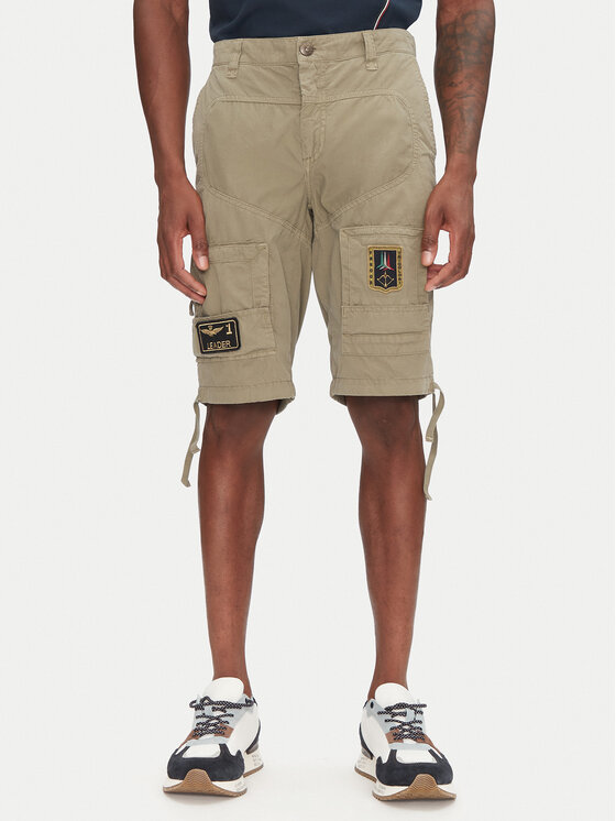 Aeronautica Militare Aeronautica Militare Pantalon scurți din material 251BE041CT1122 Kaki Regular Fit