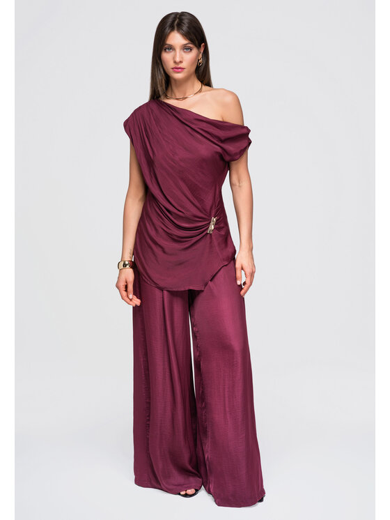 Ombre Ombre Bluzka OW-TS-E0053 Fioletowy Loose Fit