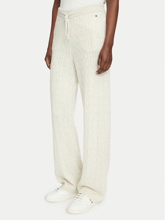 Tommy Hilfiger Плетени панталони UW0UW06631 Кремав Relaxed Fit