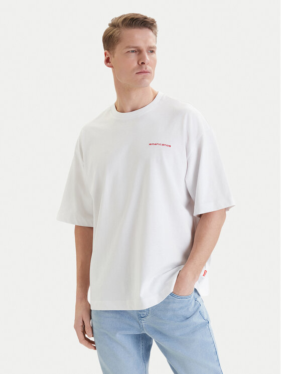 Americanos Americanos Тишърт W126-AMMTS-1017-01X Бял Regular Fit