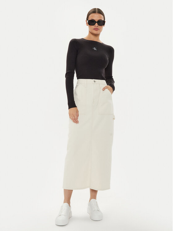 Calvin Klein Jeans Calvin Klein Jeans Džínsová sukňa J20J223886 Écru Regular Fit