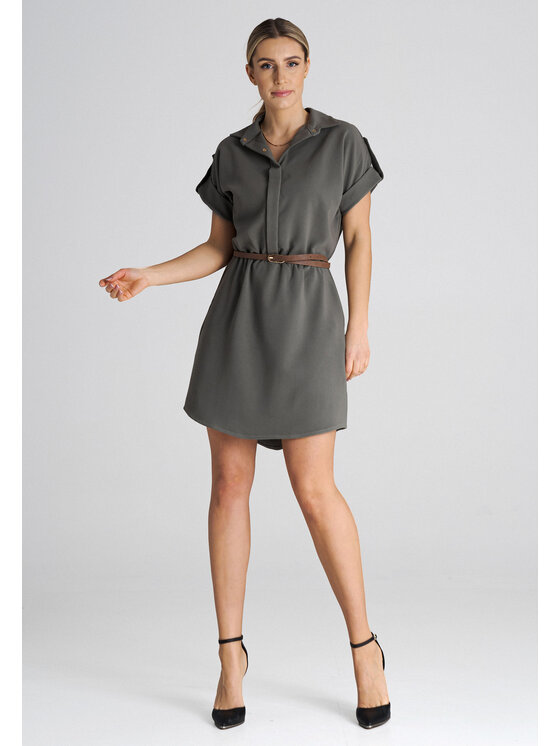 FIGL FIGL Sukienka codzienna M1001 Khaki Regular Fit