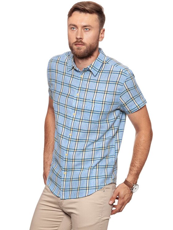 Wrangler Wrangler Camicia SS 1PKT SHIRT Blu Regular Fit