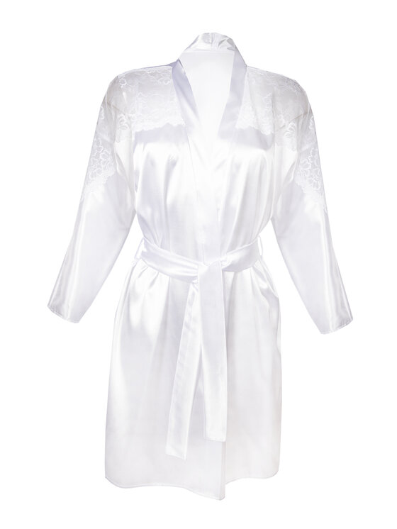DKaren Lingerie DKaren Lingerie Szlafrok Alexandra Biały Classic Fit