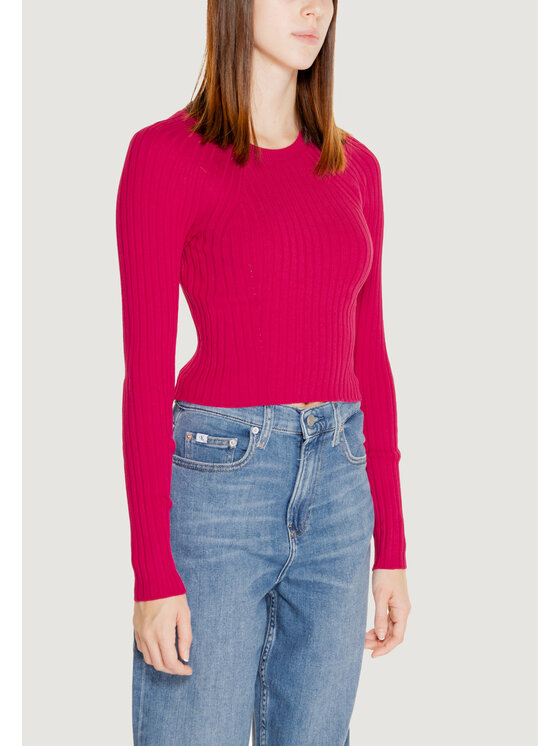 ONLY ONLY Maglione ONLMEDDI LS RIB CROP O-NECK CC KNT Rosa Rib Fit