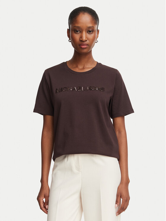 MICHAEL Michael Kors MICHAEL Michael Kors Тишърт MF6528D97J Тъмнокафяв Regular Fit