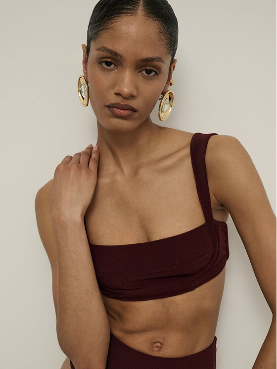 La Mania La Mania Top VALENTINA Bordowy Classic Fit
