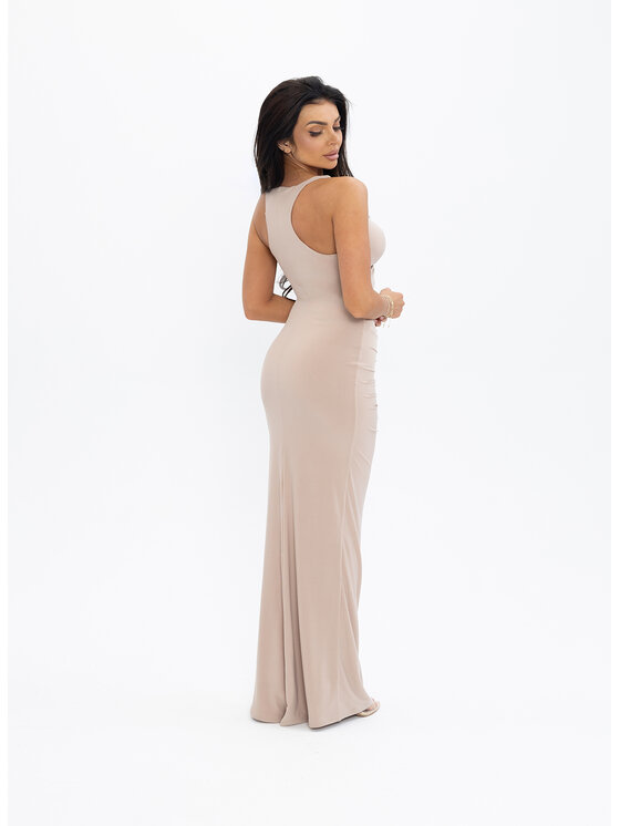 Love Saints Love Saints Sukienka dzianinowa L26LF-SU-K04 Beżowy Slim Fit