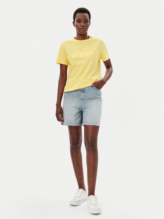 HUGO HUGO T-krekls Damacia_4 50539101 Dzeltens Regular Fit