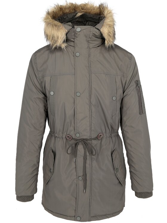 Perso Perso Zimní bunda typu parka z kapturem Khaki Regular Fit