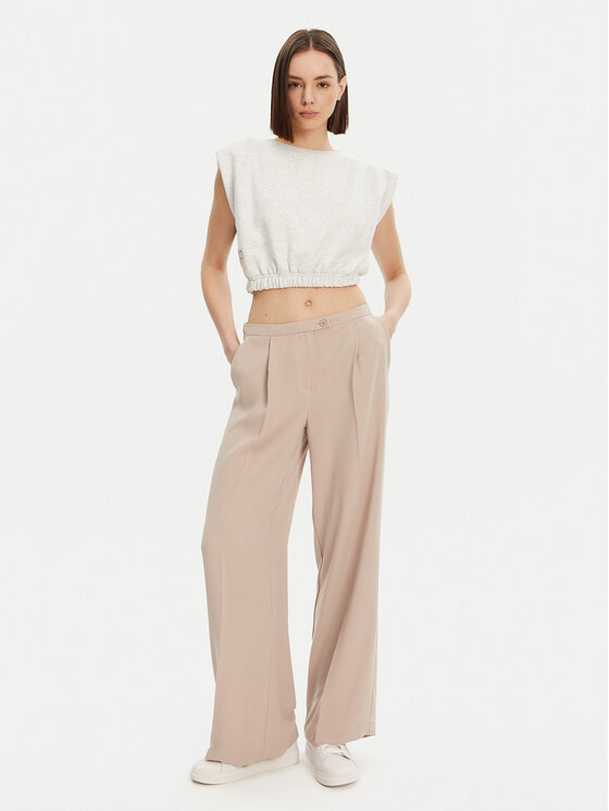 ONLY ONLY Kalhoty z materiálu Leila 15338347 Béžová Wide Leg