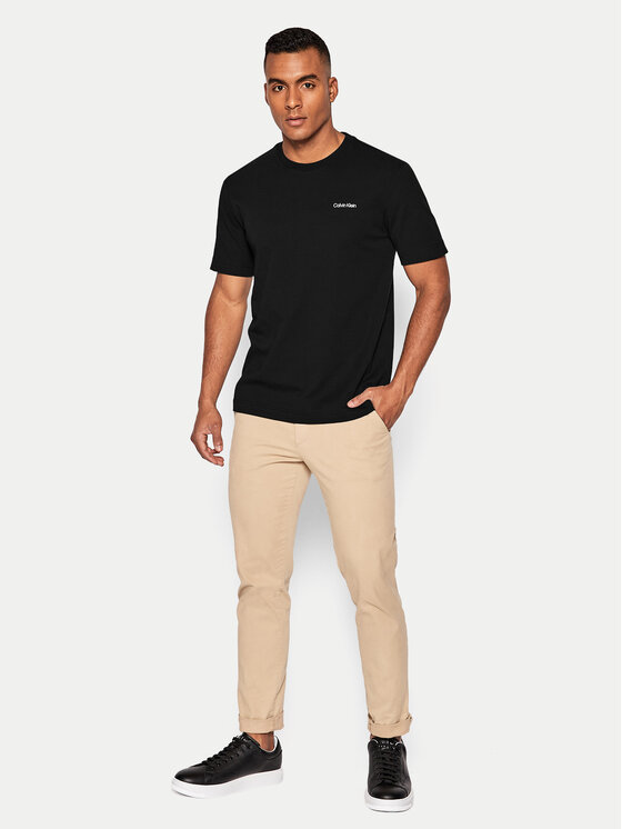 Calvin Klein Calvin Klein Póló Micro Logo Interlock K10K109894 Fekete Regular Fit