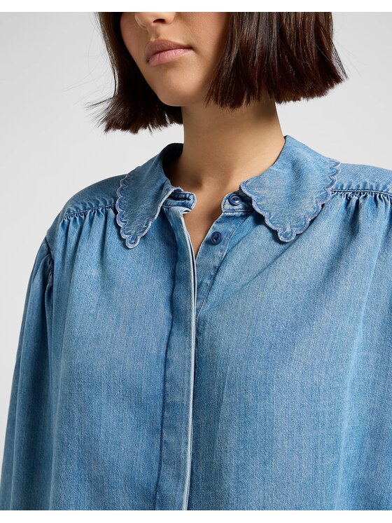 Lee Lee Koszula STATEMENT COLLAR SHIRT Niebieski Regular Fit