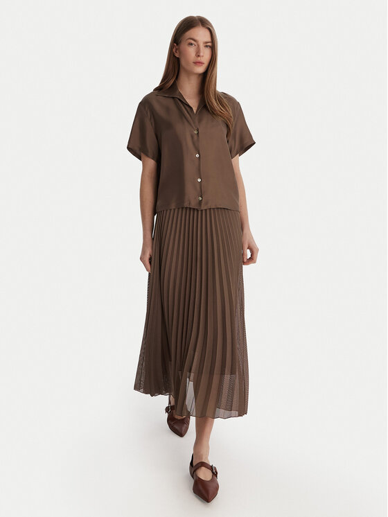 Marella Marella Spódnica plisowana Gabbia 2613101085 Brązowy Regular Fit