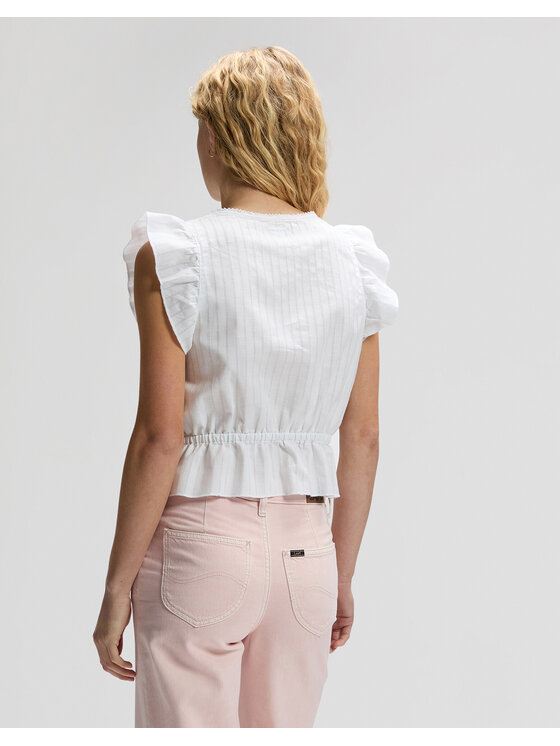 Lee Lee Koszula RUFFLE SVE SHIRT Niebieski Regular Fit