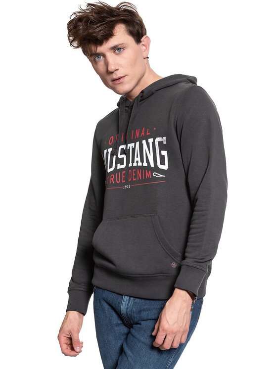 Mustang Mustang Felpa PRINTED HOODIE Grigio Regular Fit