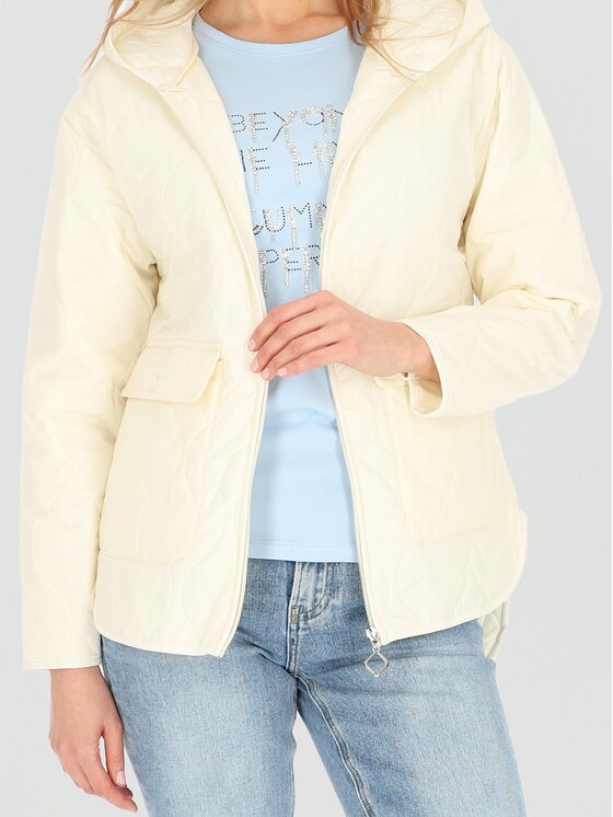 Perso Perso Kurtka damska BLE251046F Écru Regular Fit