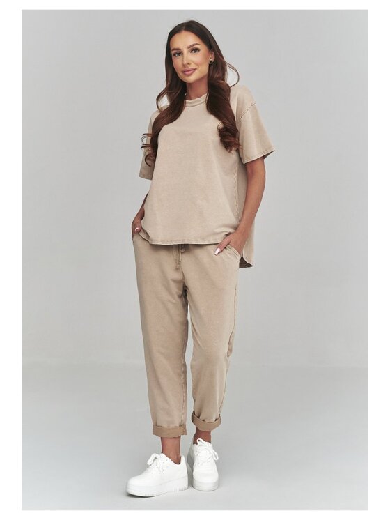 Makadamia Makadamia Dres C65 Beżowy Loose Fit