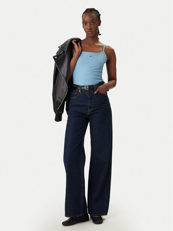 Tommy Jeans Tommy Jeans Top Essential DW0DW20675 Błękitny Slim Fit