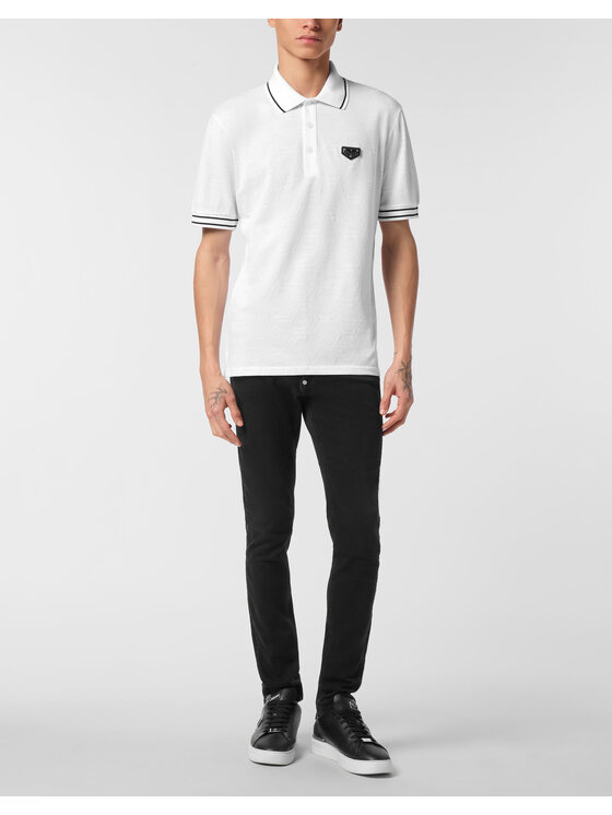 PHILIPP PLEIN PHILIPP PLEIN Polo 25571 Biały Slim Fit